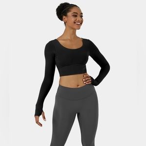 HALARA Cloudful Fabric Thumb Hole Backless Crisscross Cut Out Cropped Top